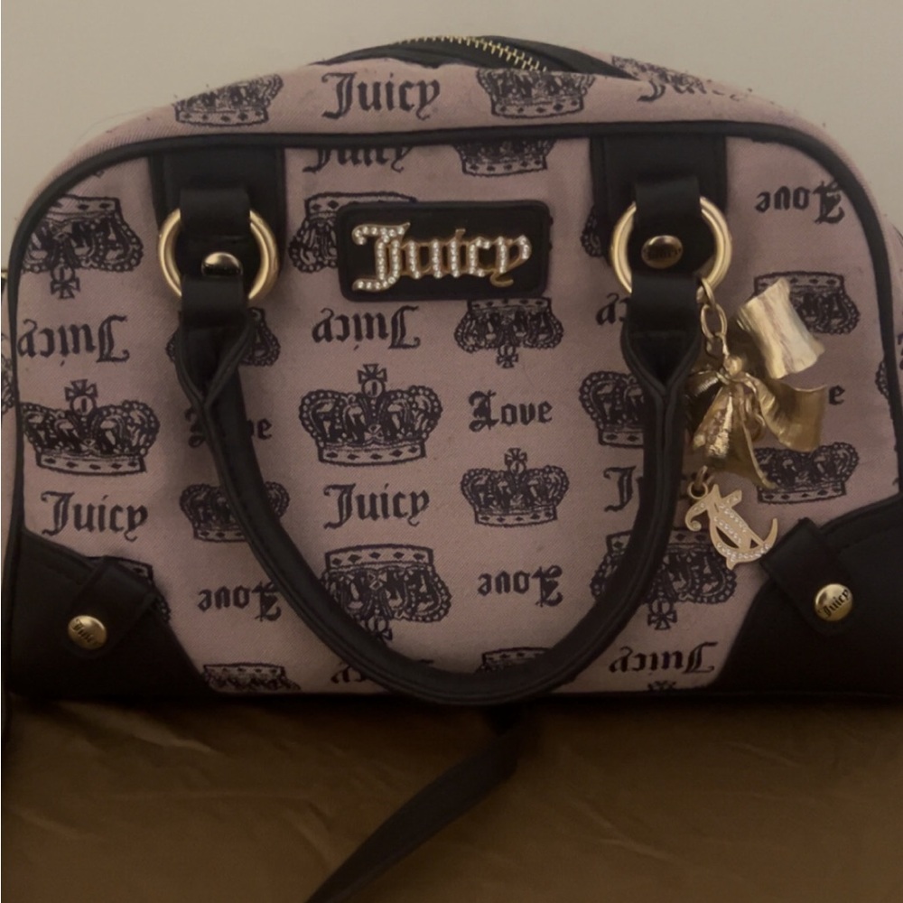 Juicy Couture Pink and Black Crown Satchel - Picture 3 of 3